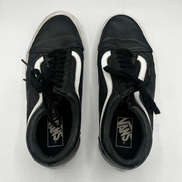 Vans Leather Zip Up Old Skool Lace Up Sneakers Black White Mens 8.5/ Womens 10 - Picture 2 of 7